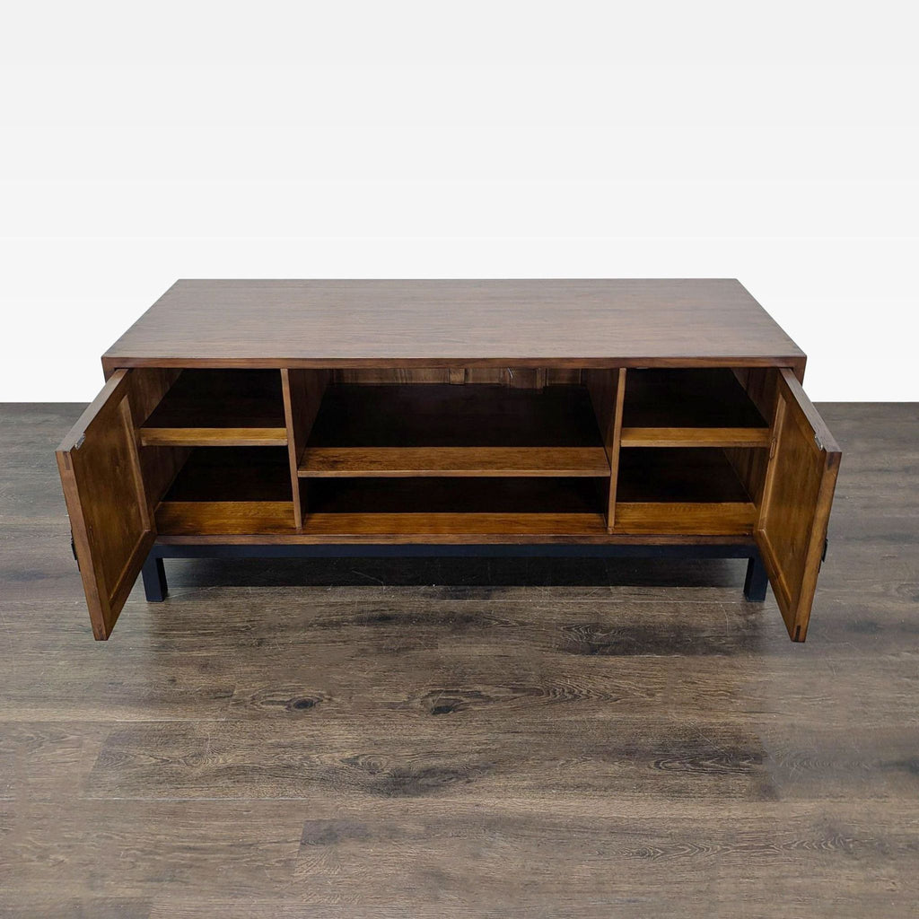 Wood Media Console on Metal Base