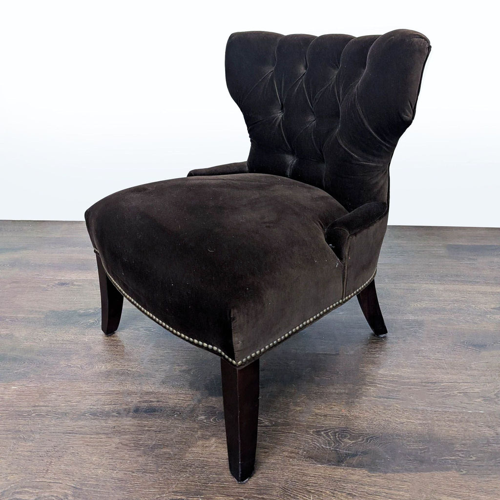 Pottery Barn Tufted Brown Velvet Lounge Chair