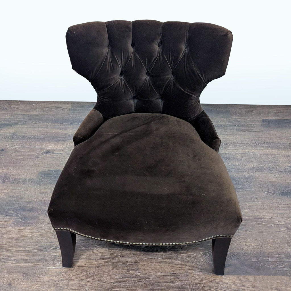 Pottery Barn Tufted Brown Velvet Lounge Chair