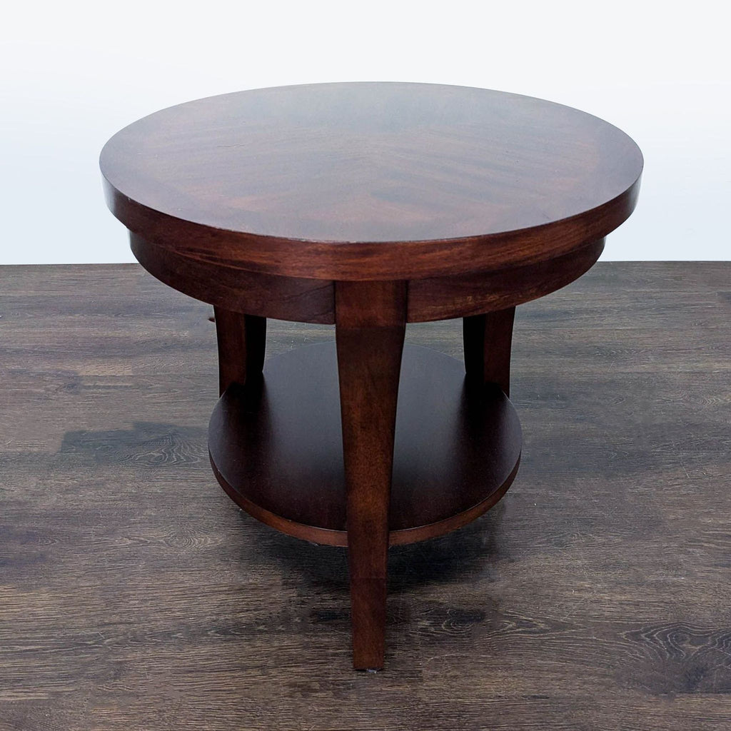 Three Leg Wood End Table with Shelf