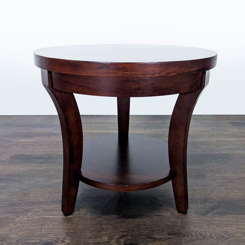 Three Leg Wood End Table with Shelf