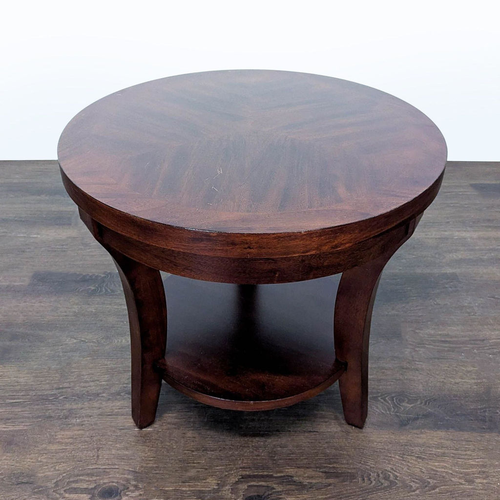 Three Leg Wood End Table with Shelf