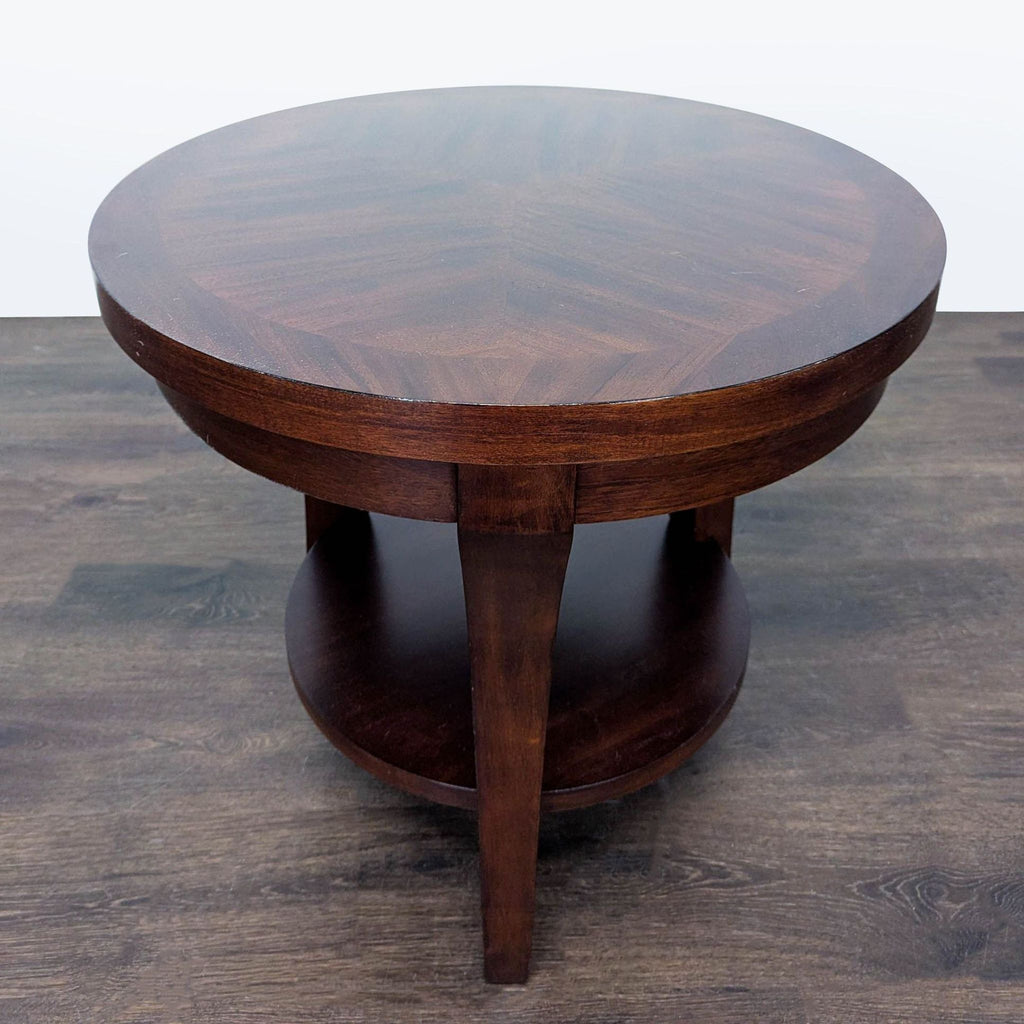 Three Leg Wood End Table with Shelf