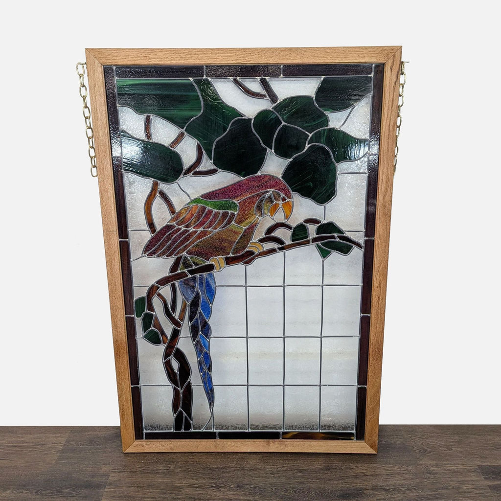 Stained-Glass Parrot in Wood Frame - Accepted Offer (30.23% discount)