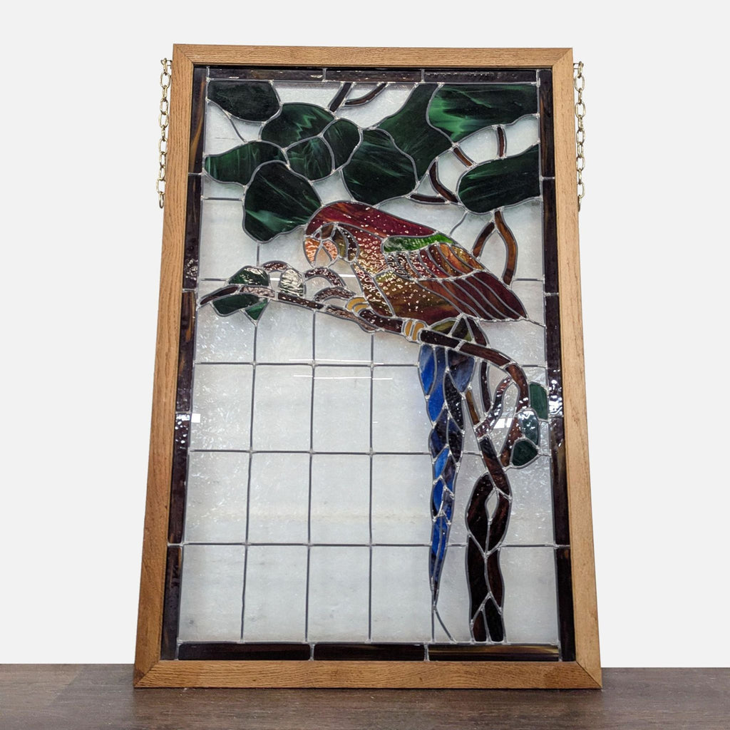 Stained-Glass Parrot in Wood Frame - Accepted Offer (30.23% discount)