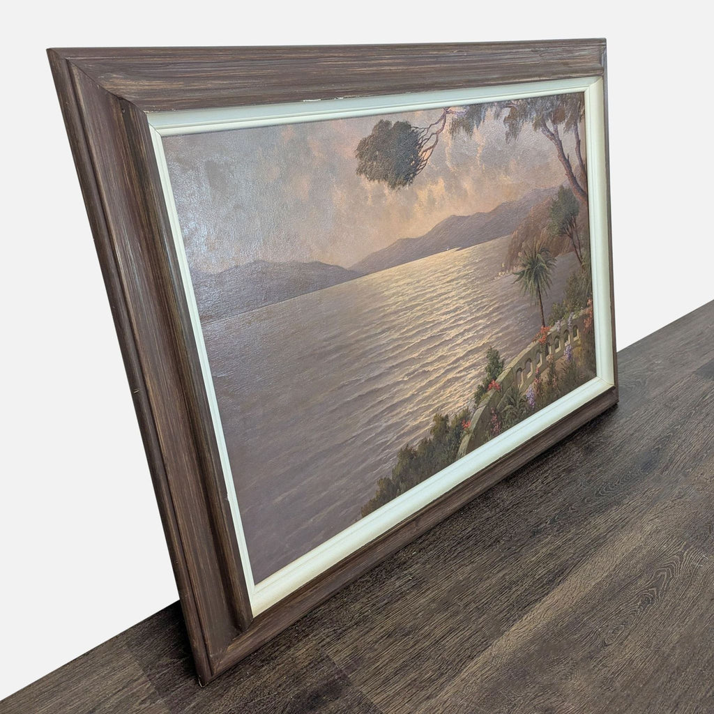 Vintage Mediterranean Coastal Sunset Oil Painting Signed J. Andre