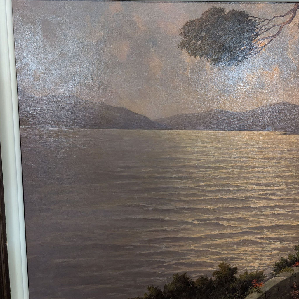 Vintage Mediterranean Coastal Sunset Oil Painting Signed J. Andre