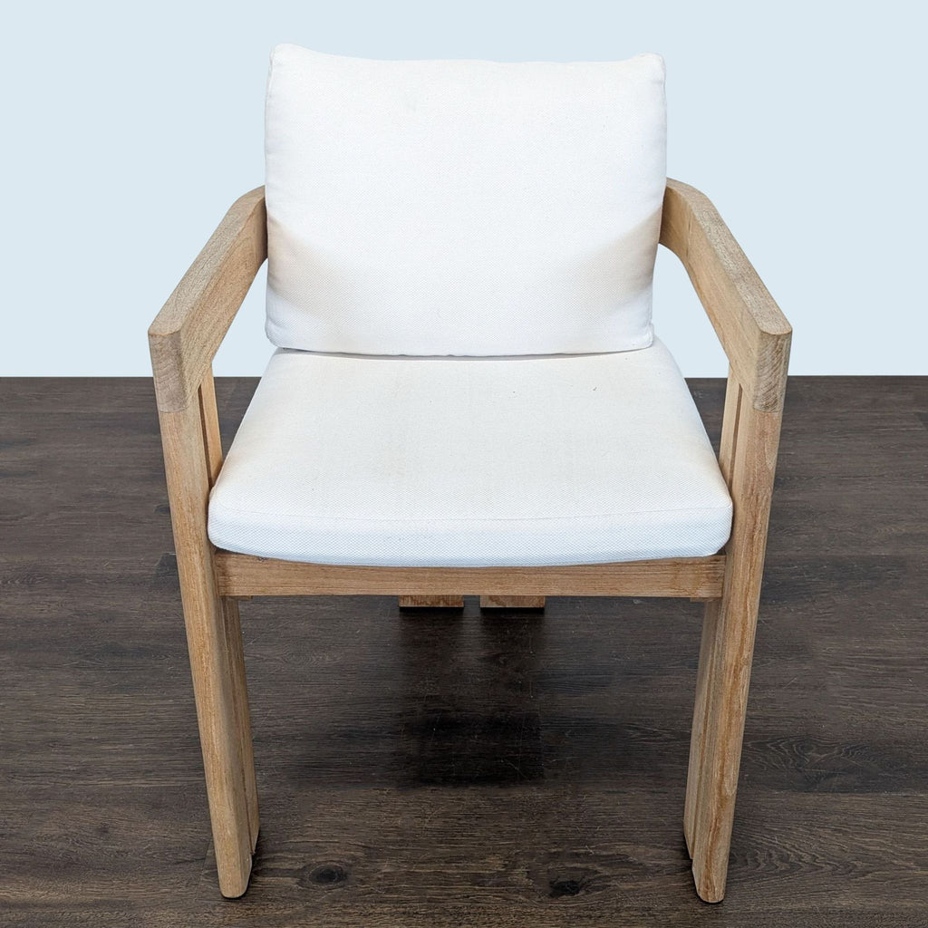 Restoration Hardware Matira Teak Armchair with White Cushions