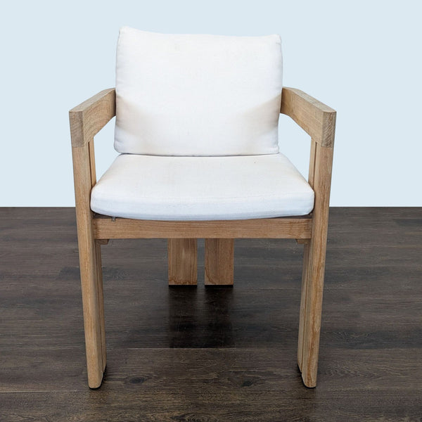 Restoration Hardware Matira Teak Armchair with White Cushions