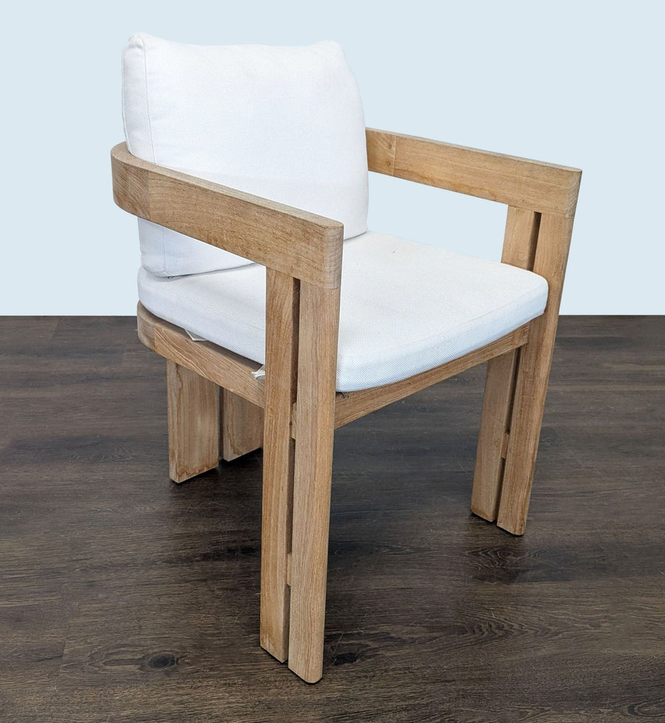 Restoration Hardware Matira Teak Armchair with White Cushions