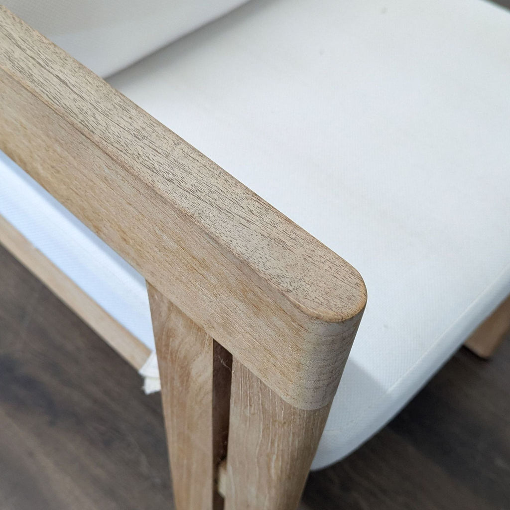 Restoration Hardware Matira Teak Armchair with White Cushions