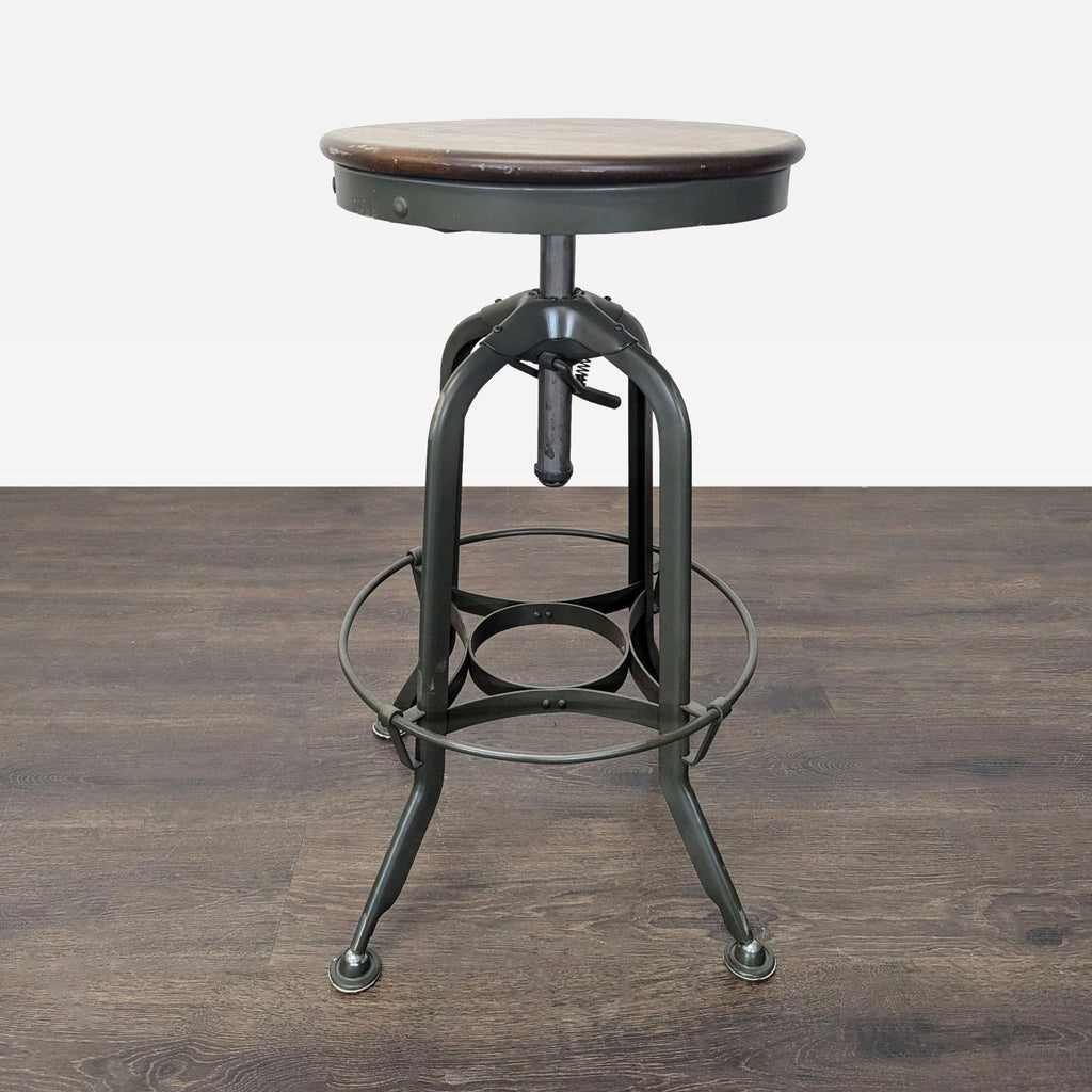 Taiga Furnishings Adjustable Height Bar Stool with Wood Seat