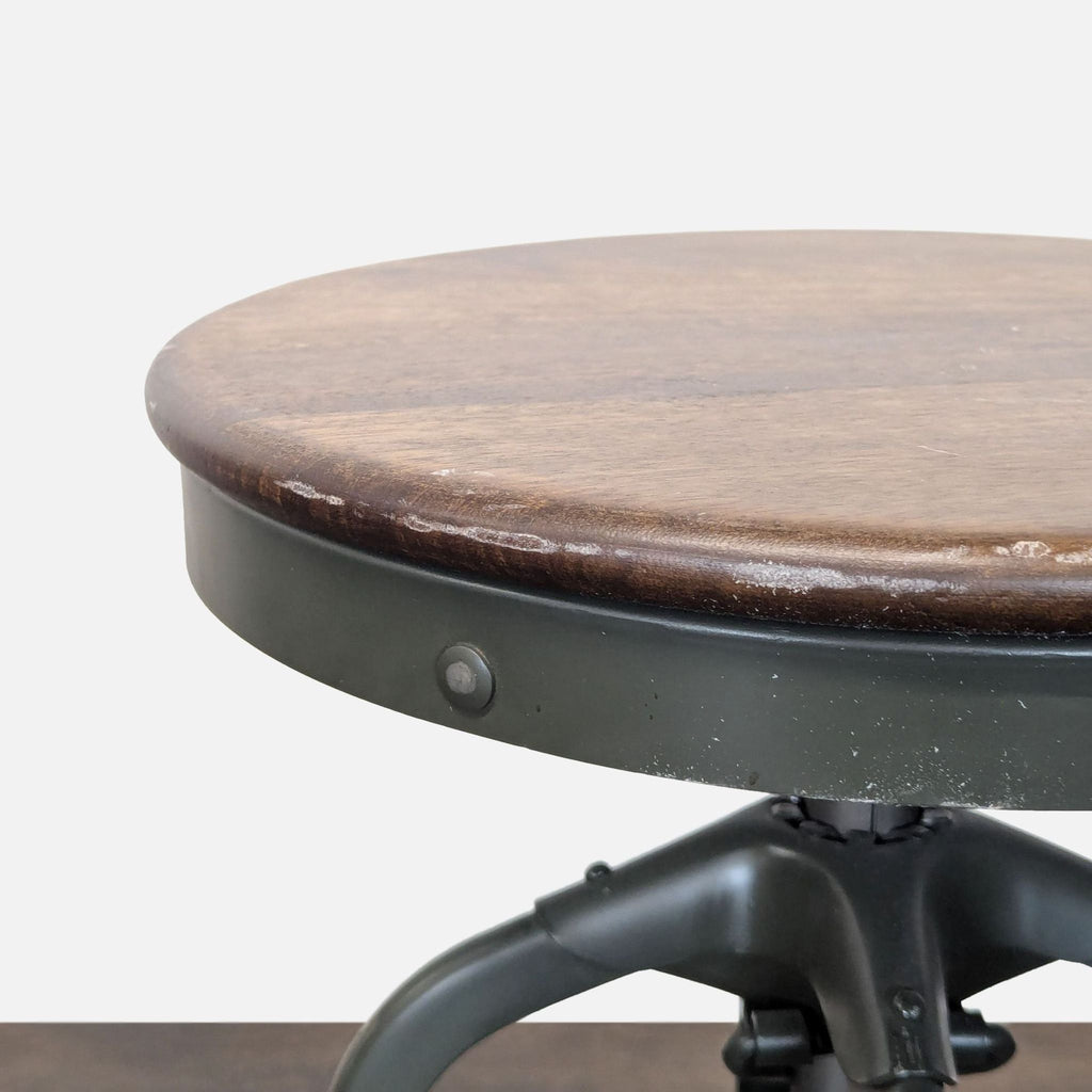 Taiga Furnishings Adjustable Height Bar Stool with Wood Seat