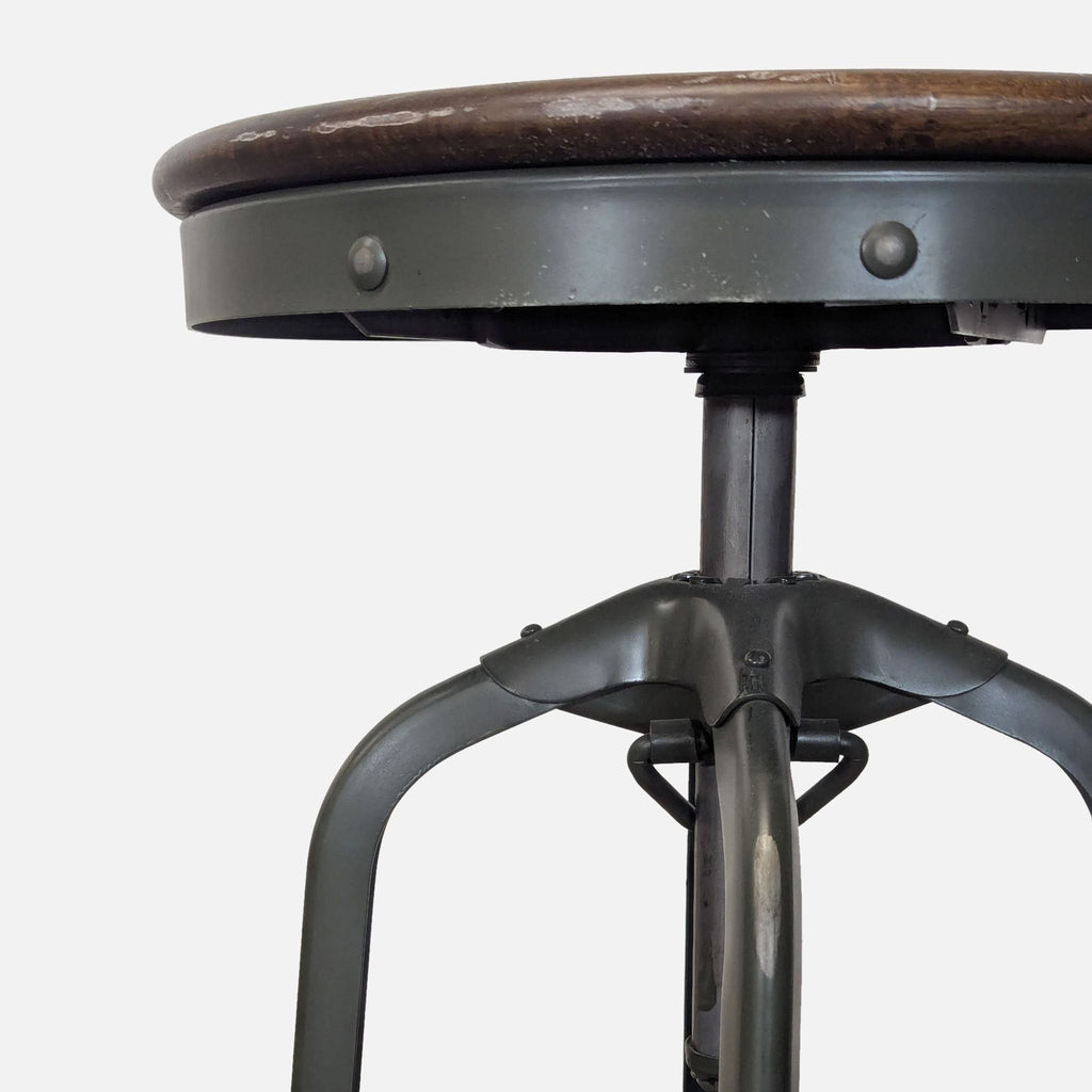Taiga Furnishings Adjustable Height Bar Stool with Wood Seat