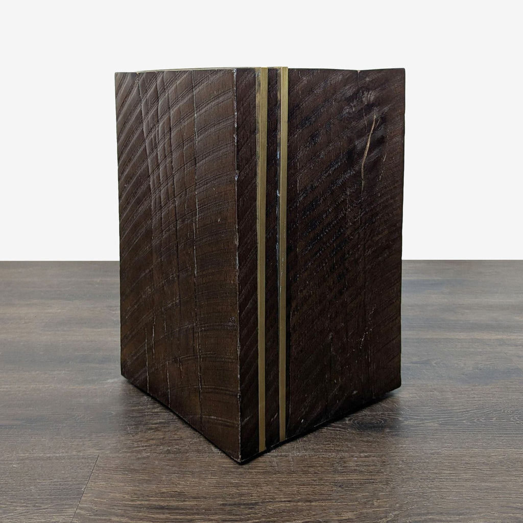 Solid Wood Block Accent Table with Metal Banding - Accepted Offer (30.77% discount)