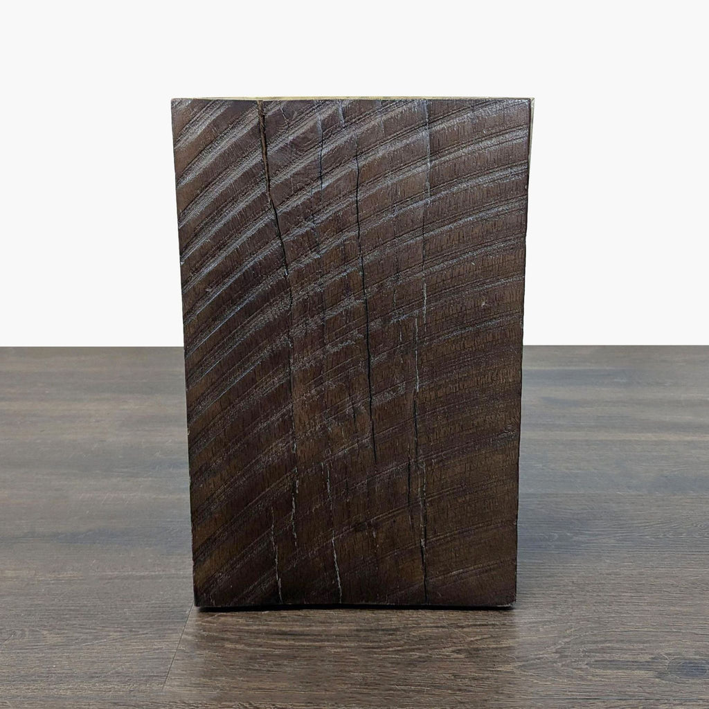 Solid Wood Block Accent Table with Metal Banding