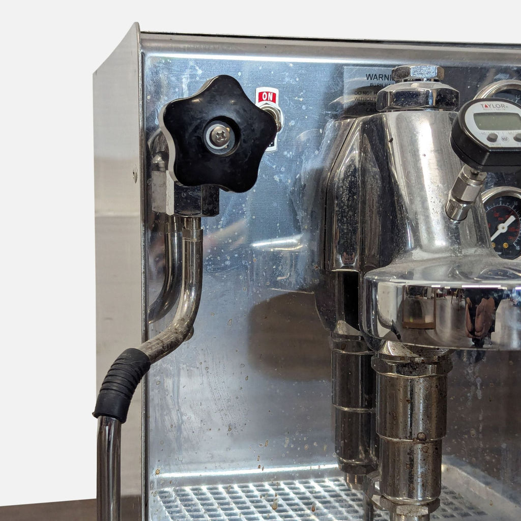Durable Expobar espresso machine, ideal for home or business, with stainless steel finish and barista controls.