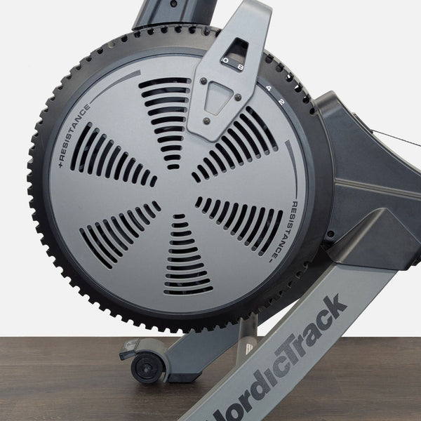NordicTrack RW500 rowing machine with adjustable resistance, designed for home gym workouts and cardio exercises.