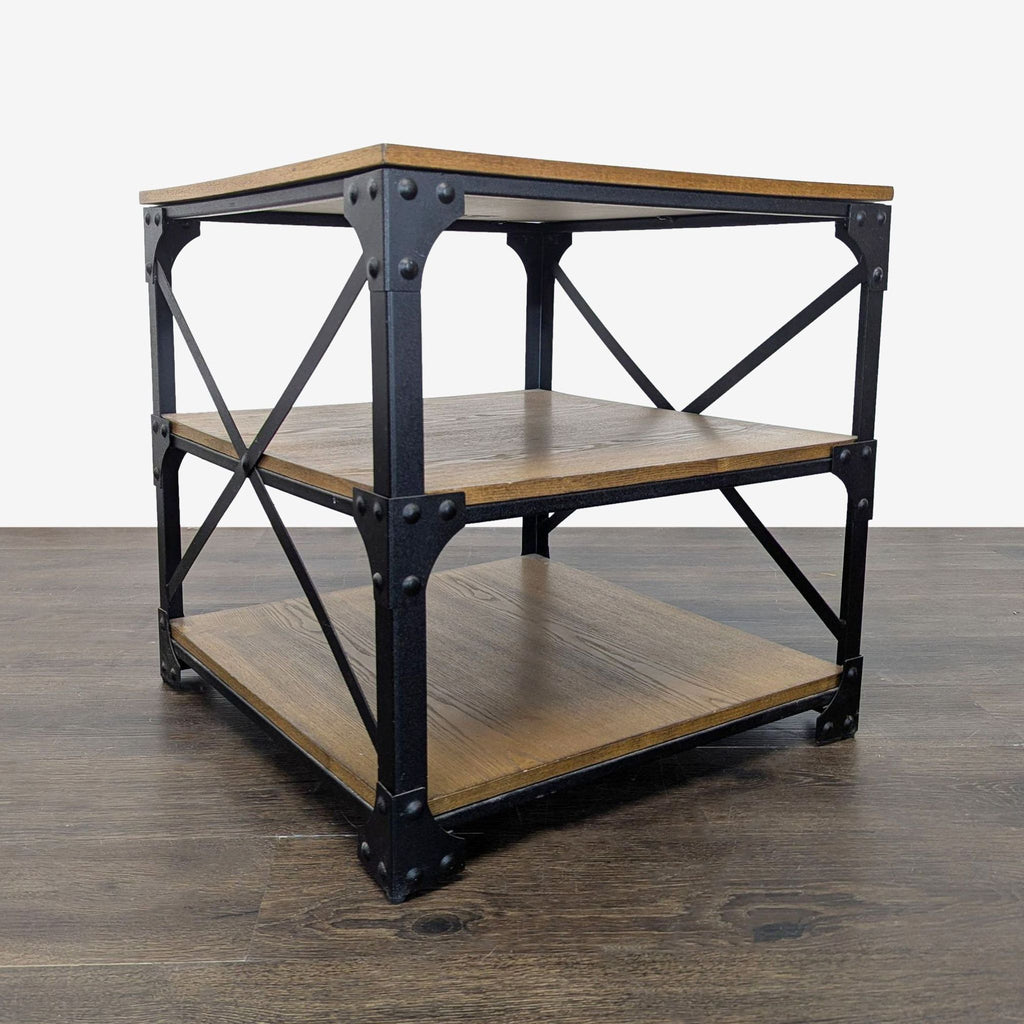 Metal & Wood Industrial Style End Table