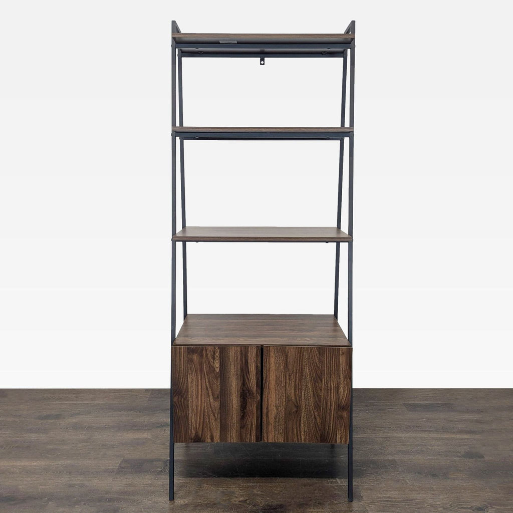 Walker Edison Industrial Ladder Bookshelf with Drawer Storage