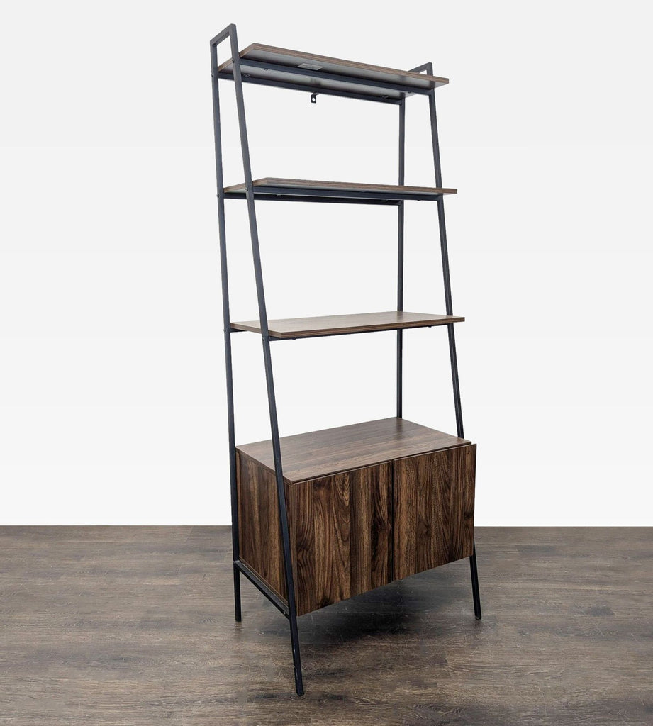 Walker Edison Industrial Ladder Bookshelf with Drawer Storage