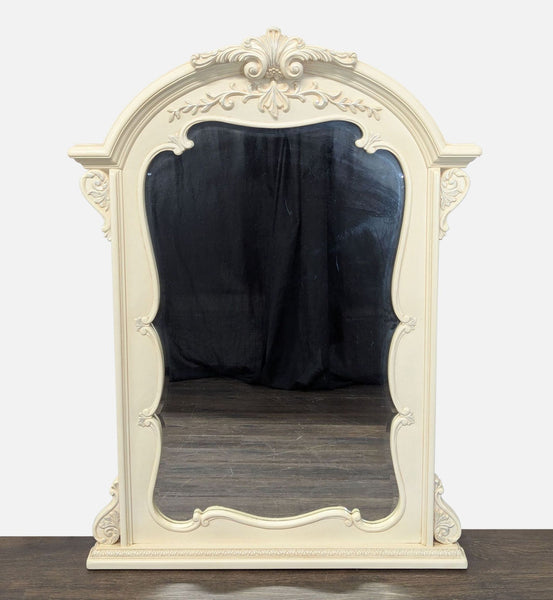 Carved and Arched Mirror in White Finish