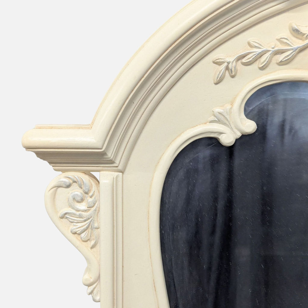 Carved and Arched Mirror in White Finish
