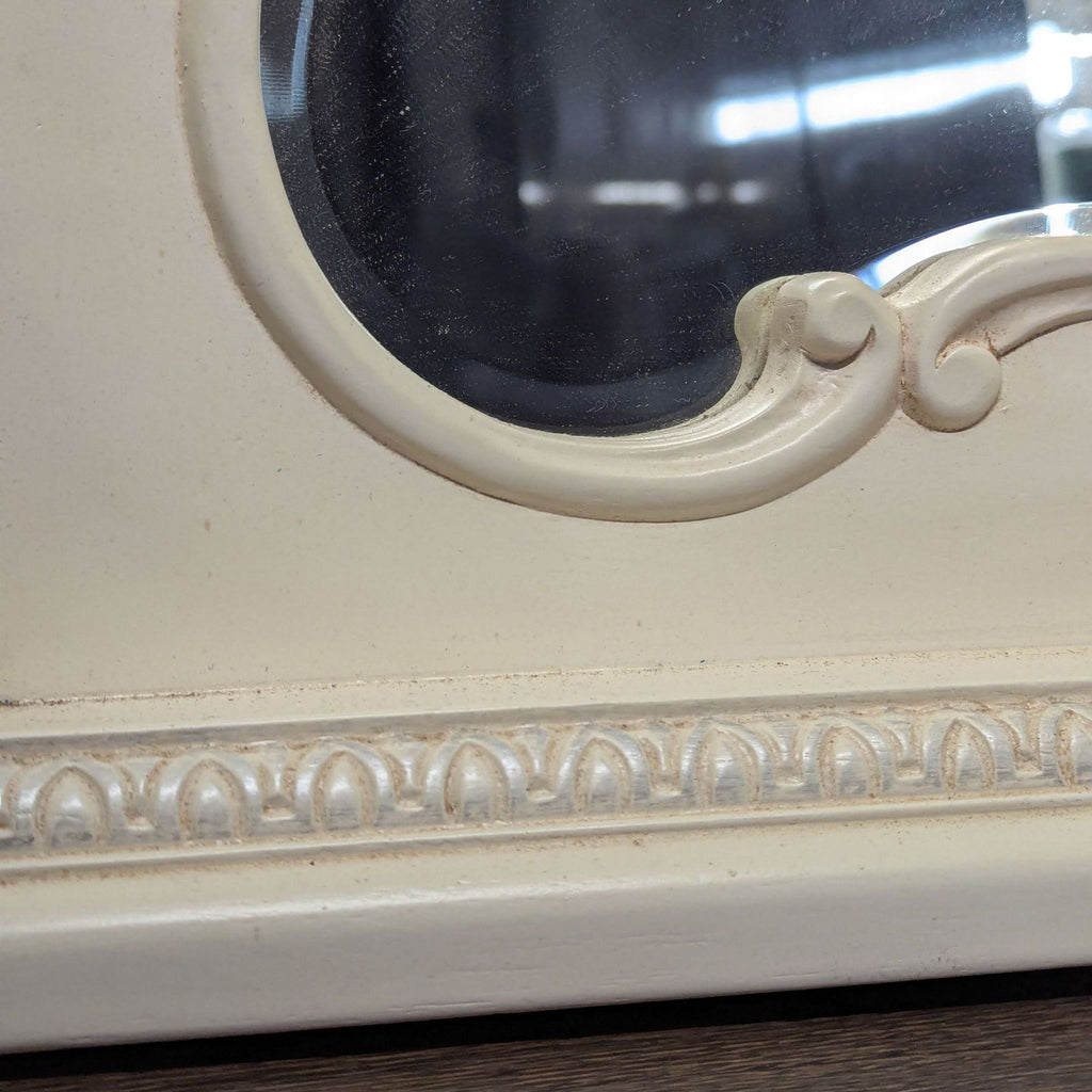 Carved and Arched Mirror in White Finish