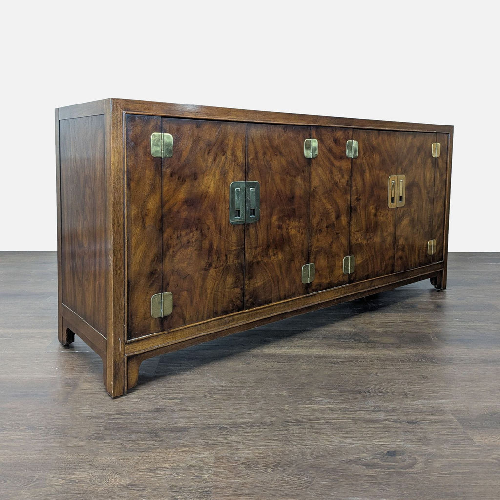 Drexel Heritage Dynasty Burl Walnut Asian-Inspired Credenza