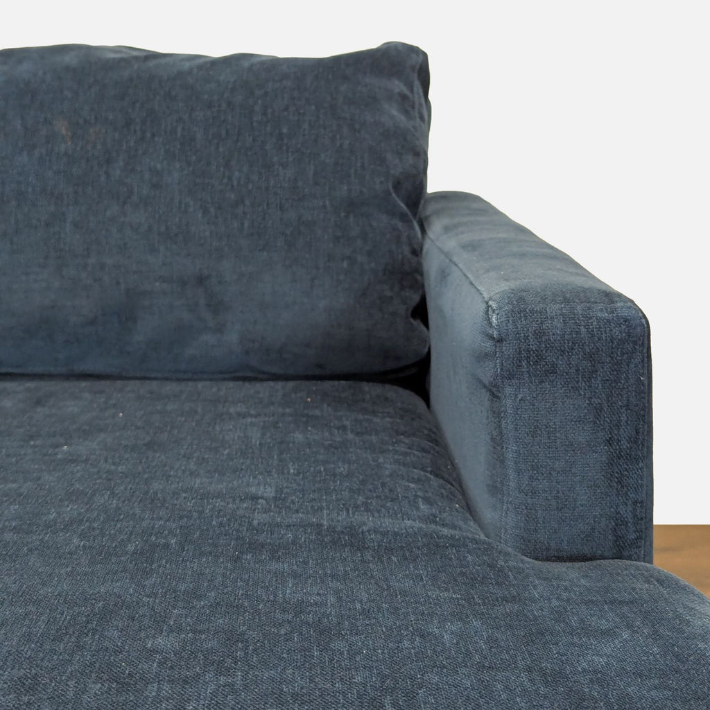 West Elm Blue Sectional Sofa with Right Chaise