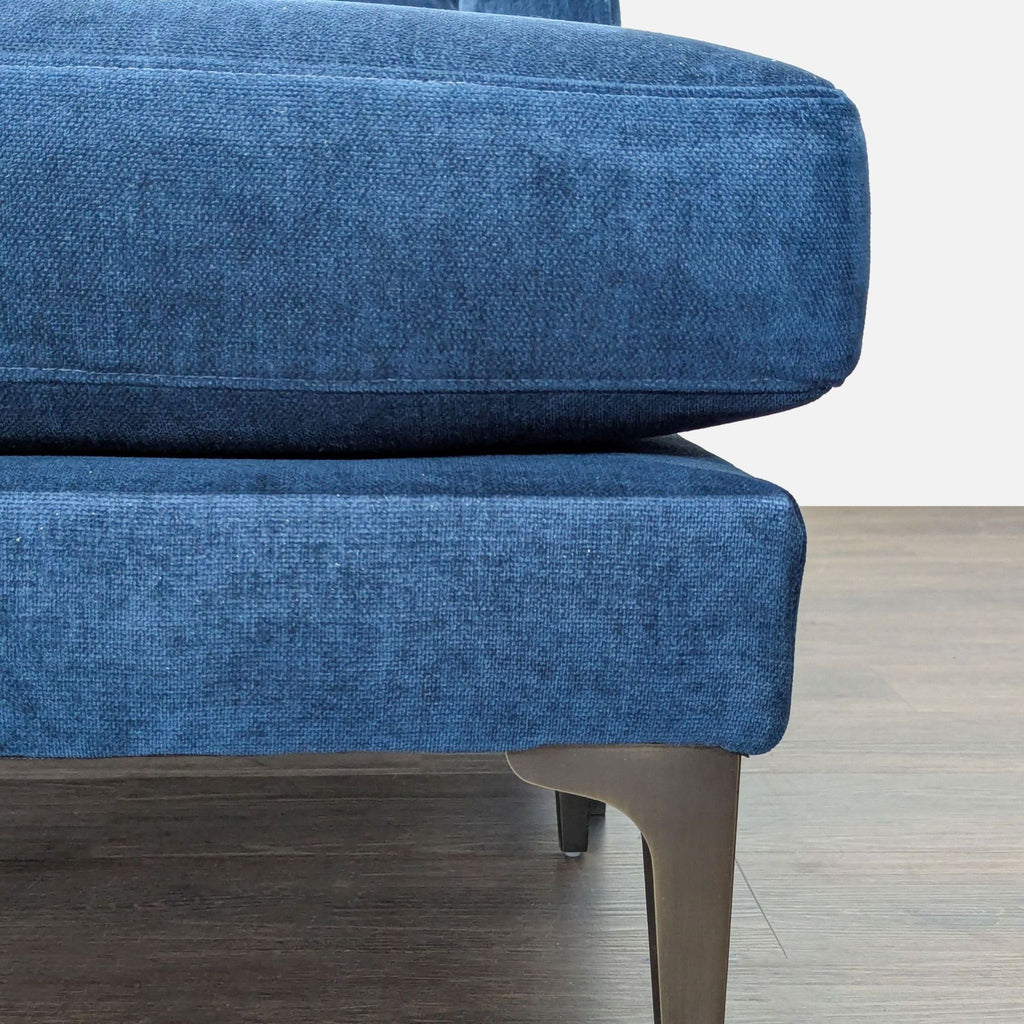 West Elm Blue Sectional Sofa with Right Chaise