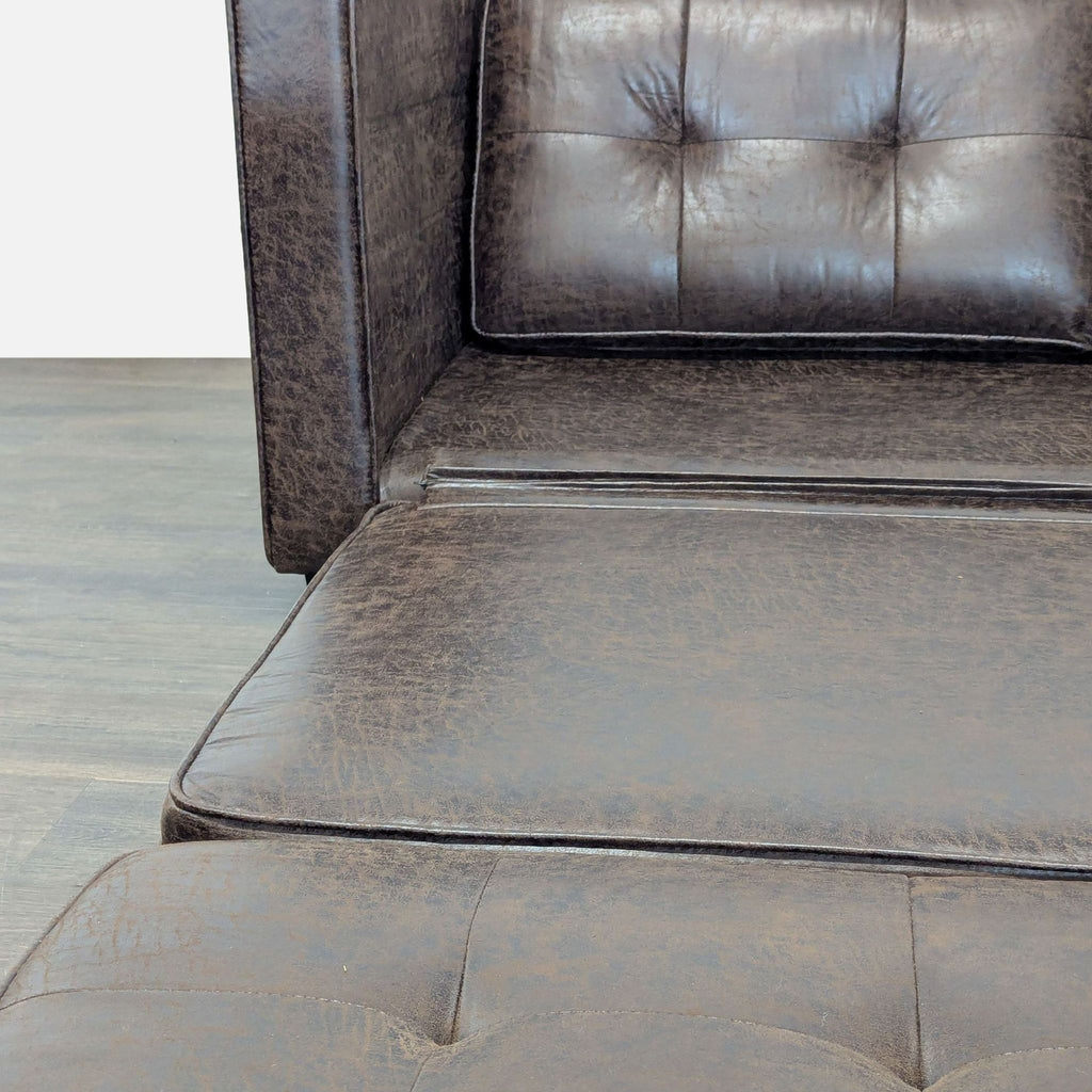 Brown Faux Leather Sleeper Sofa with Cup Holders