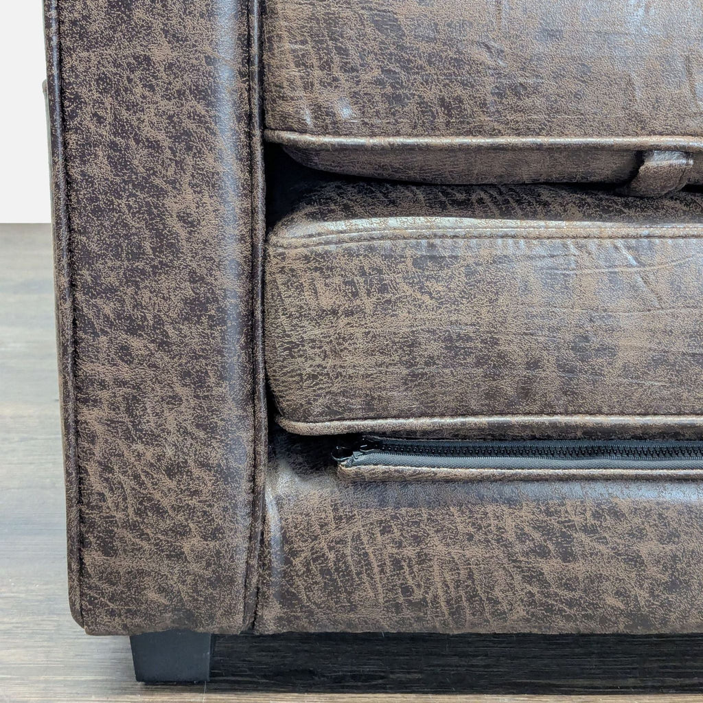 Brown Faux Leather Sleeper Sofa with Cup Holders