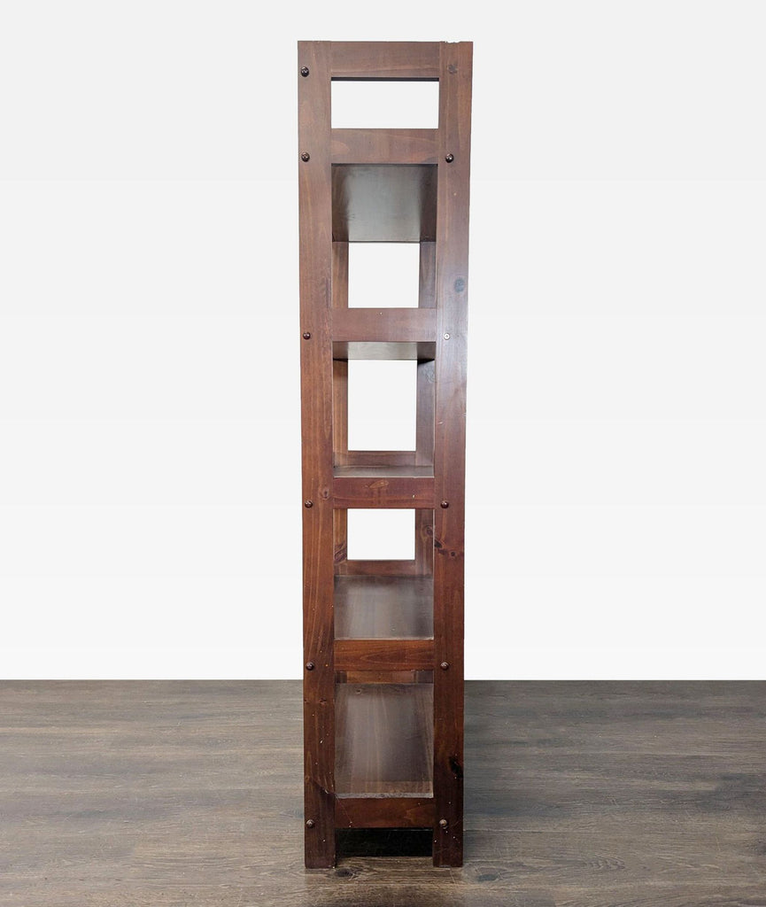 Sturdy 5-Tier Wooden Bookshelf with Dark Brown Finish