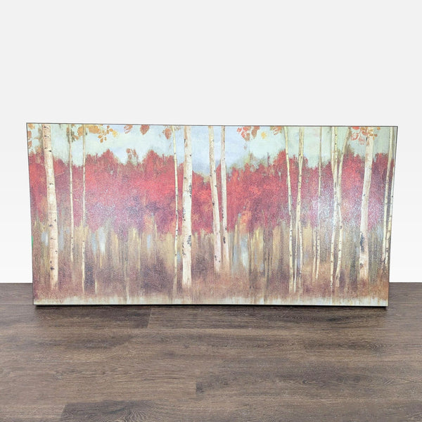 Z Gallerie canvas print of birch trees with colorful autumn background, perfect for home décor.