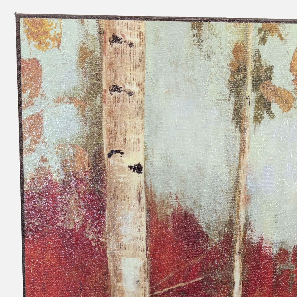 Autumn birch trees artwork from Z Gallerie, ready to hang, adds warmth to any room.