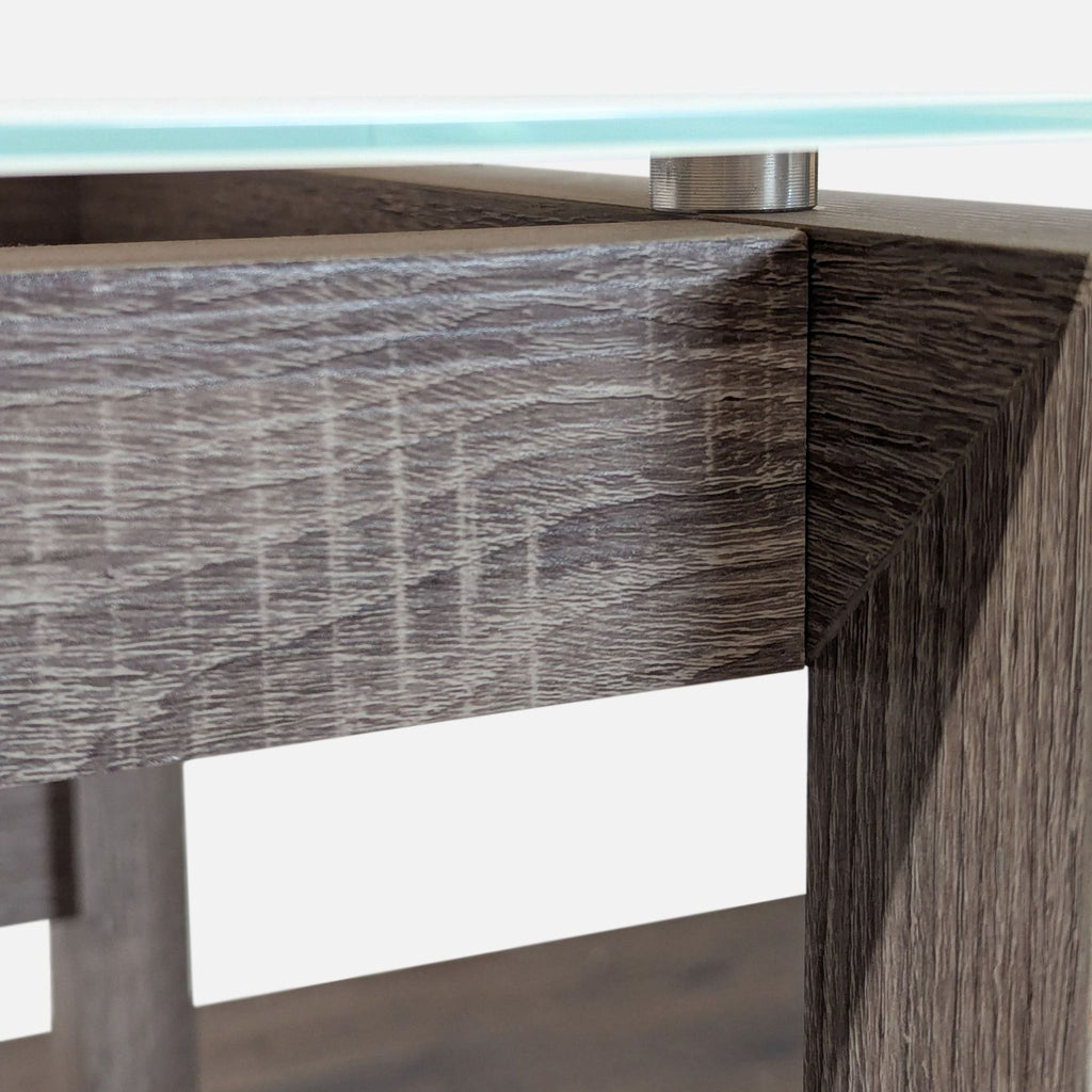 Whalen Furniture Cecile Glass Top Desk with Modern Gray Wood Frame