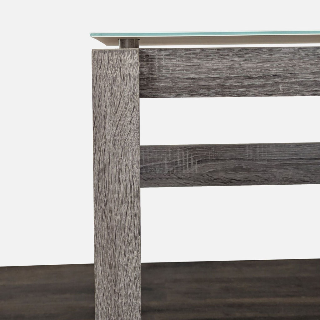 Whalen Furniture Cecile Glass Top Desk with Modern Gray Wood Frame