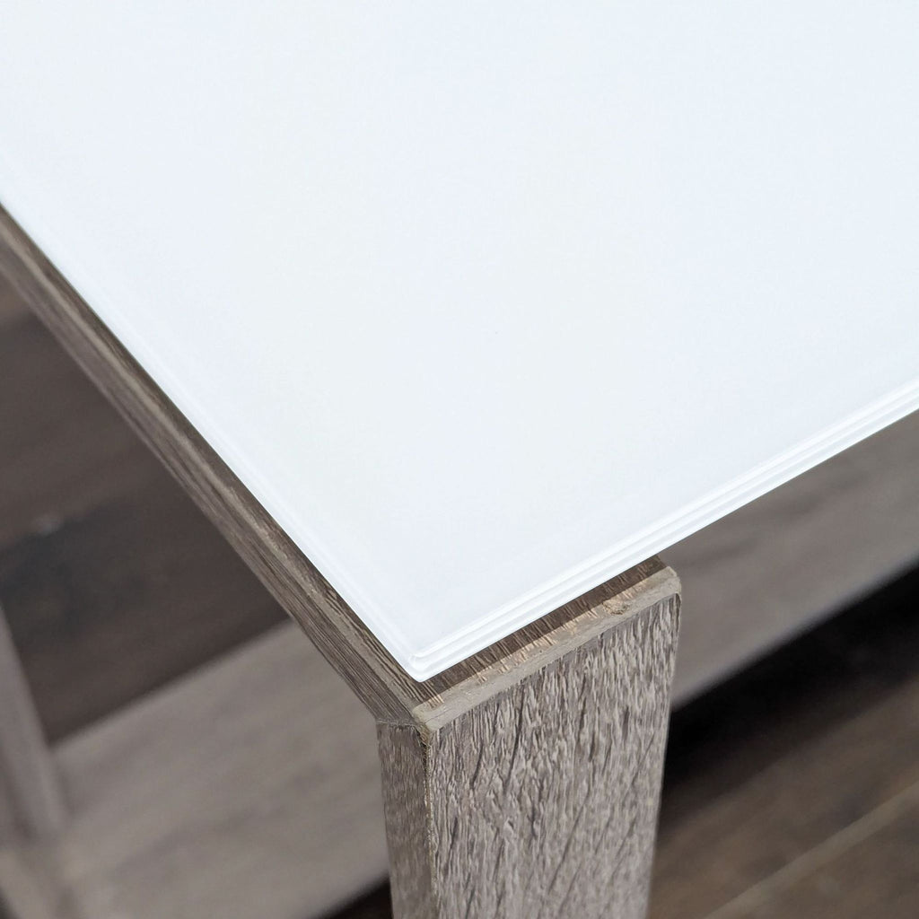 Whalen Furniture Cecile Glass Top Desk with Modern Gray Wood Frame