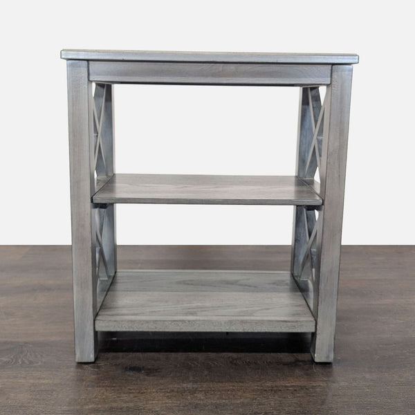 Gray Wooden 2-Shelf Bookcase with X-Design Sides