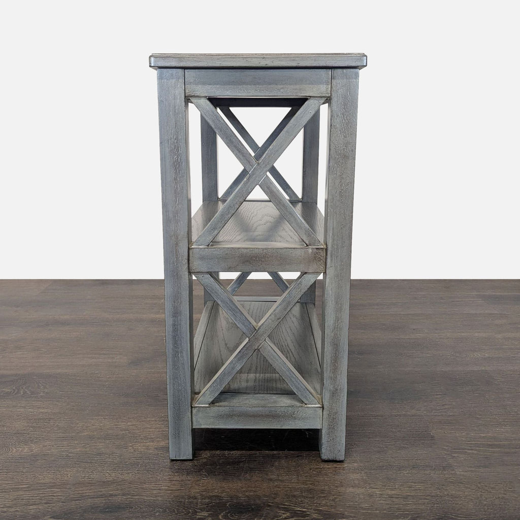 Gray Wooden 2-Shelf Bookcase with X-Design Sides