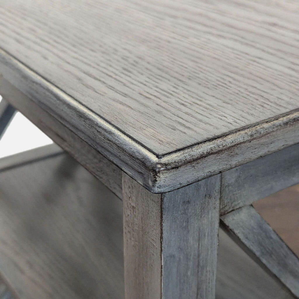 Gray Wooden 2-Shelf Bookcase with X-Design Sides