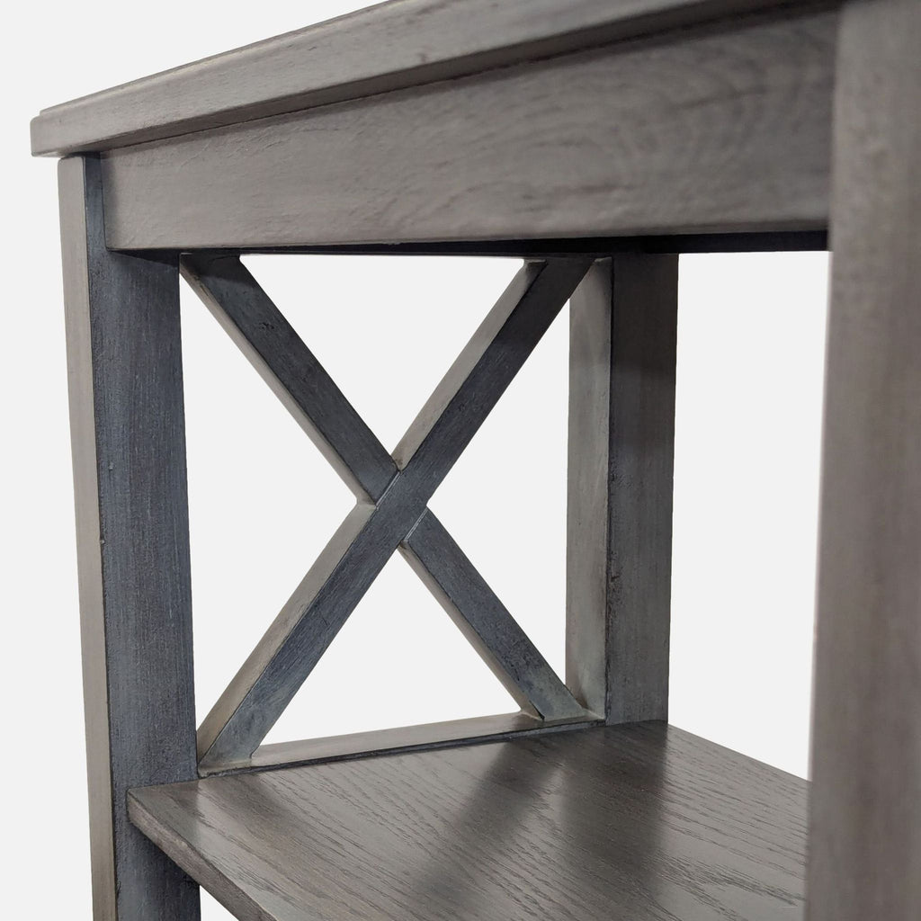 Gray Wooden 2-Shelf Bookcase with X-Design Sides