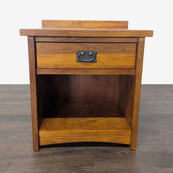 Craftsman Style One Drawer Wood Nightstand with Open Shelf