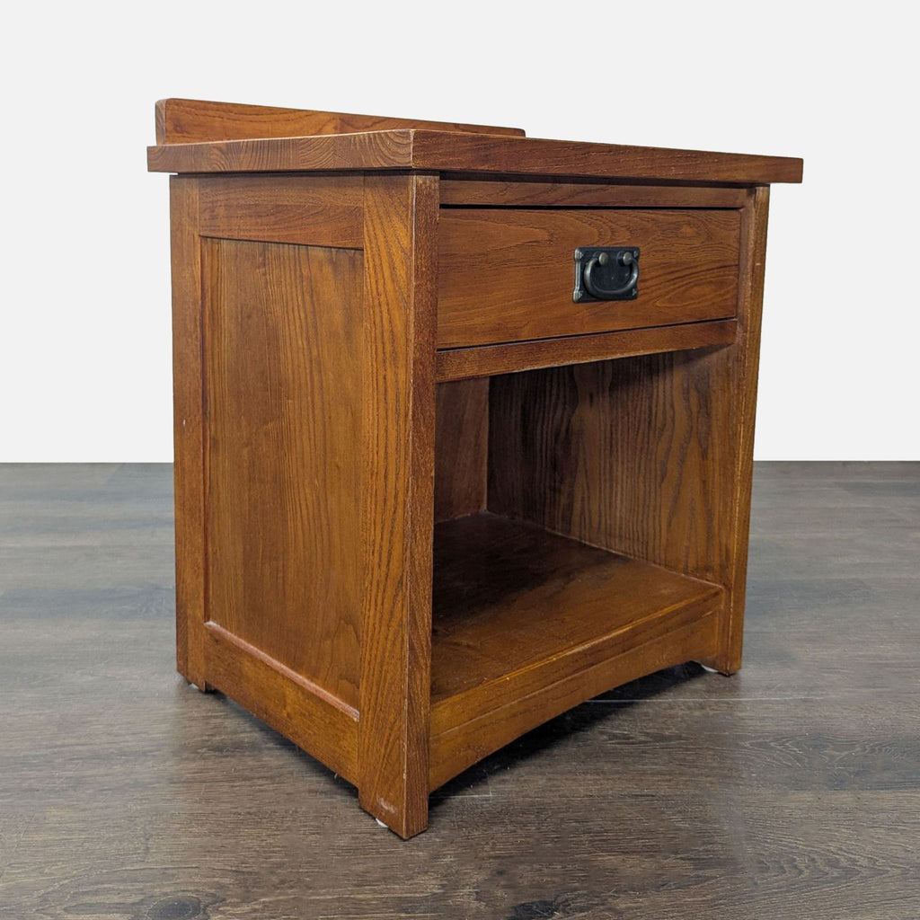 Craftsman Style One Drawer Wood Nightstand with Open Shelf