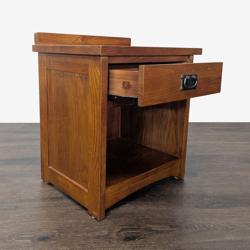 Craftsman Style One Drawer Wood Nightstand with Open Shelf