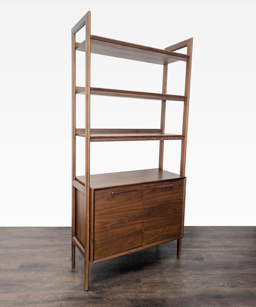 Crate & Barrel Tate Modern Walnut Bookshelf with Storage Cabinet