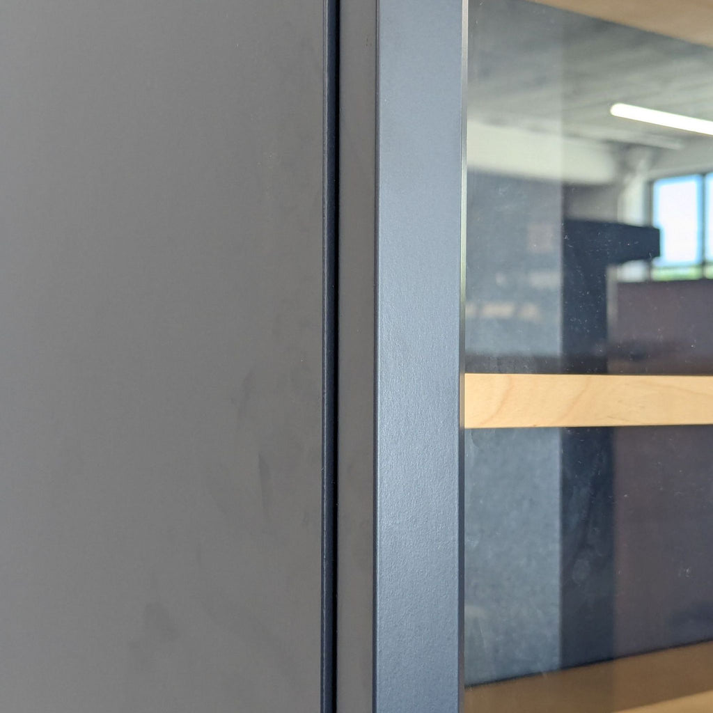 Ikea Billy Glass Door Bookshelf with Wooden Shelves and Brass Knobs - Accepted Offer (10.00% discount)