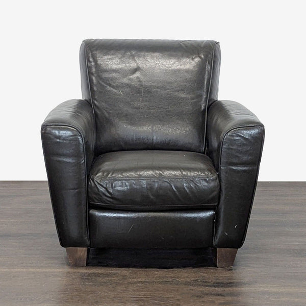 Natuzzi Black Leather Lounge Armchair - Comfortable Modern Seating