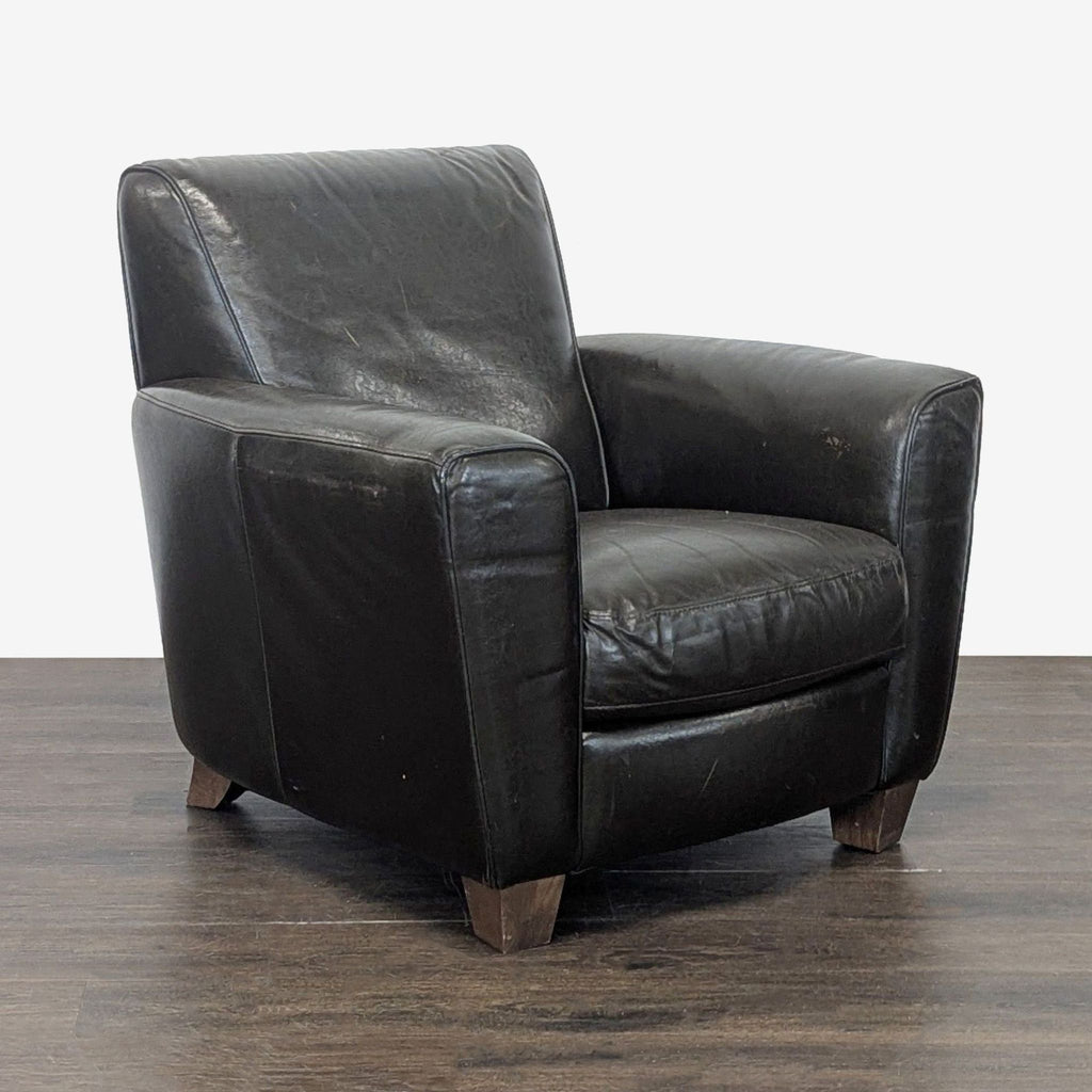 Natuzzi Black Leather Lounge Armchair - Comfortable Modern Seating